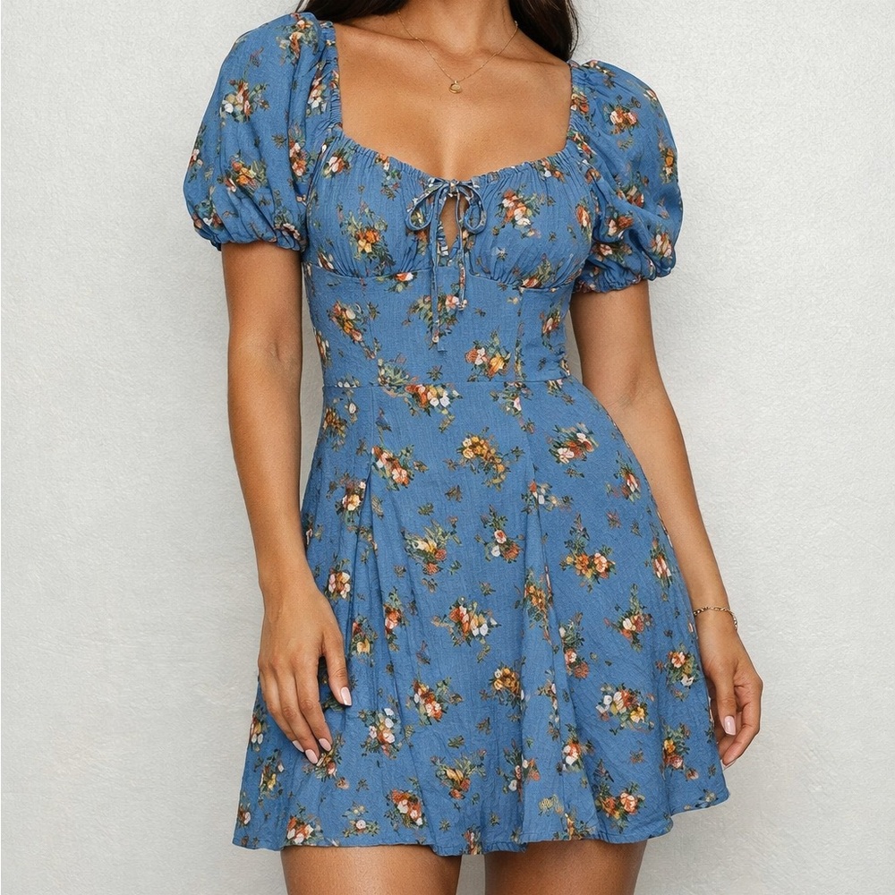 NWT Reformation Blue Floral Mini Dress – Size 0